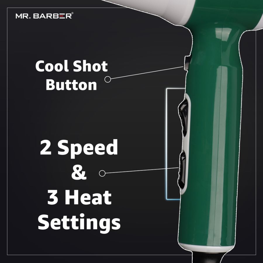 Mr. Barber Air Force 2800 Hair Dryer 2000W | Powerful AC Motor, Fast Drying, Heat Protection, Professional Salon Hair Dryer (MB-AFG) - 1 Piece