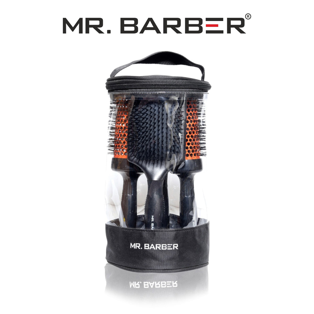 Mr. Barber Ceramic Brush Kit MB-BK1 | Professional Hair Styling Brush Set with Free Kit Bag