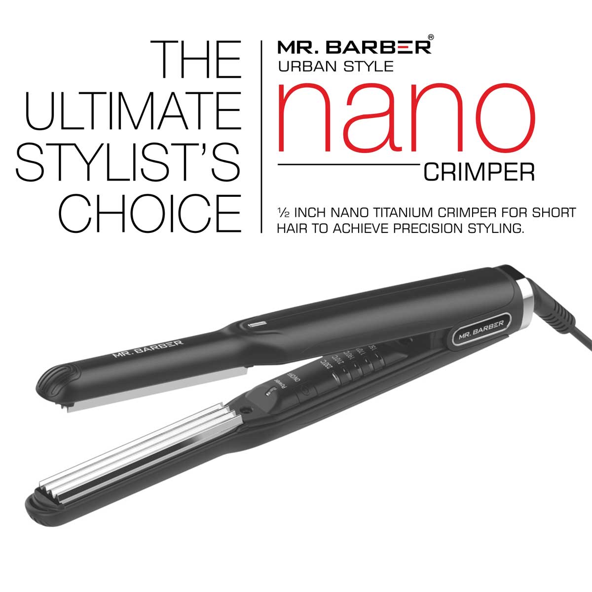 Mr. Barber Urban Style Nano Crimper - Nano Titanium Crimper - Black - Professional Crimper - 1 Piece