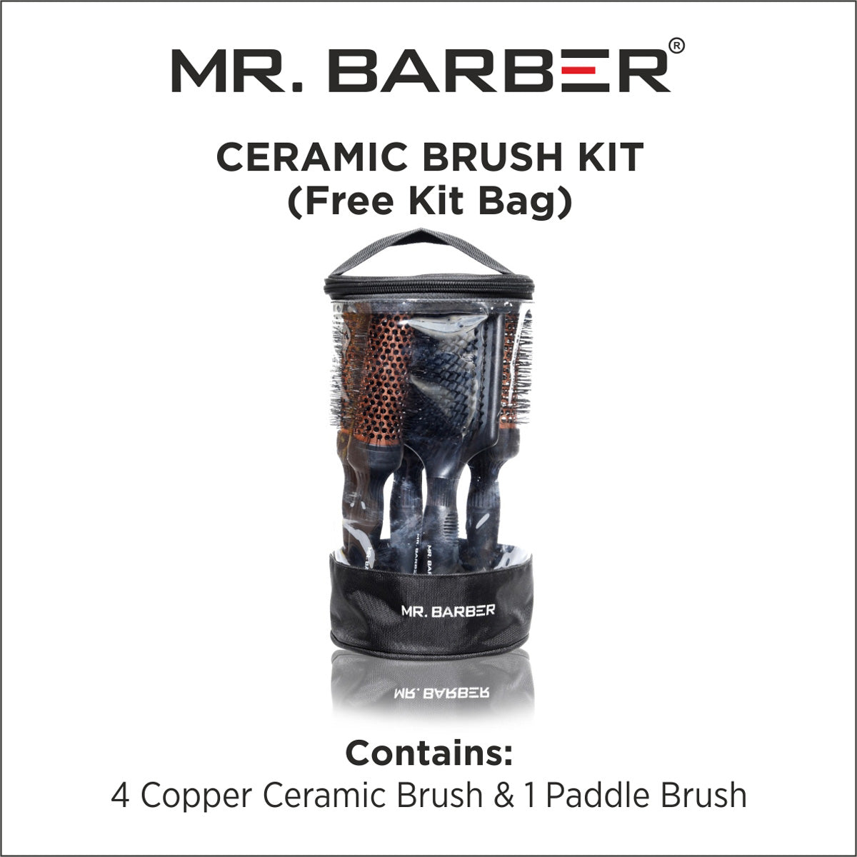Mr. Barber Copper Ceramic Brush Kit | Includes Free Paddle Brush – Professional Hair Styling Set