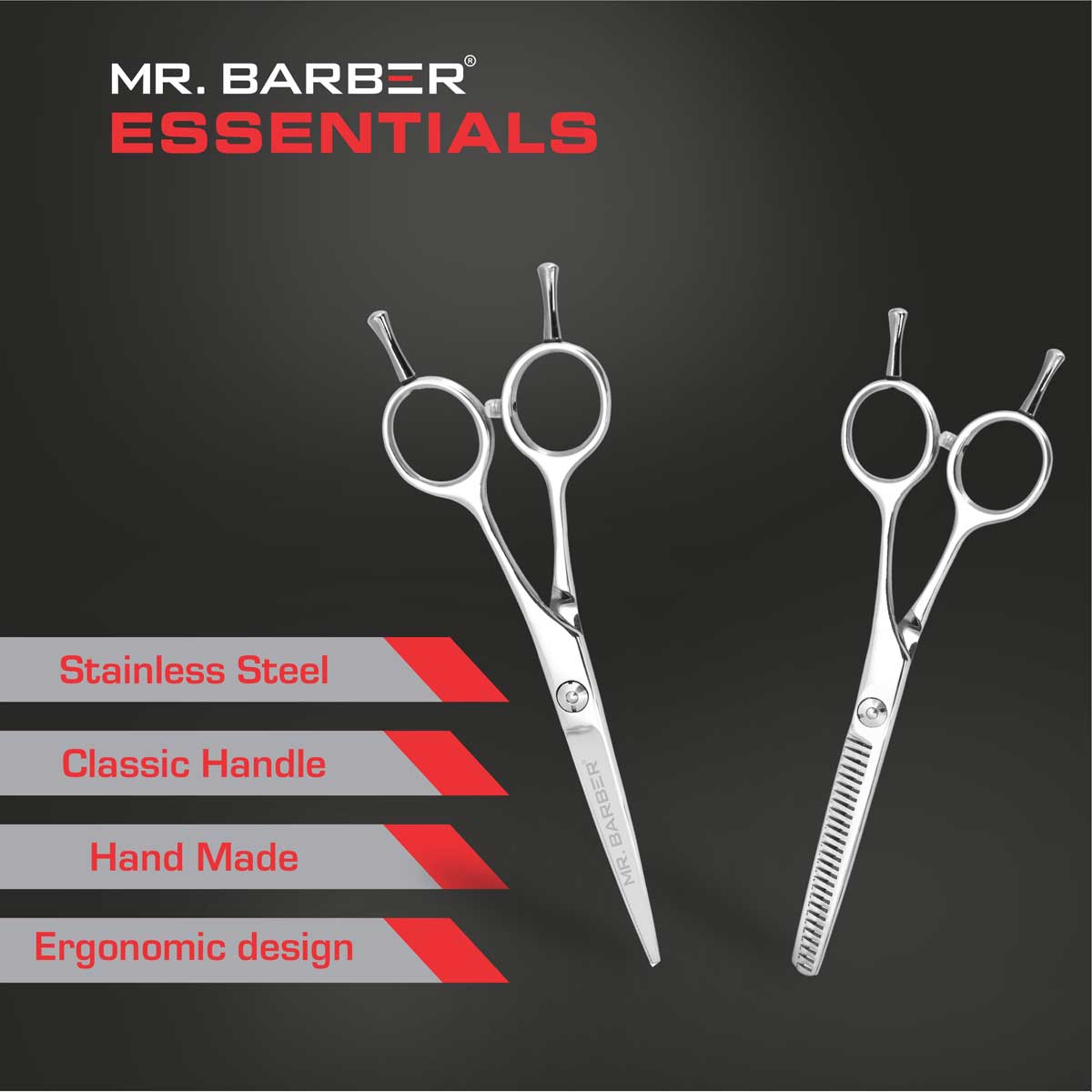 Mr. Barber Essentials Hair Scissors 5.5 Inch (14 cm) MB ES55 | Professional Precision Cutting Shears for Salon & Home Use - 1 Piece