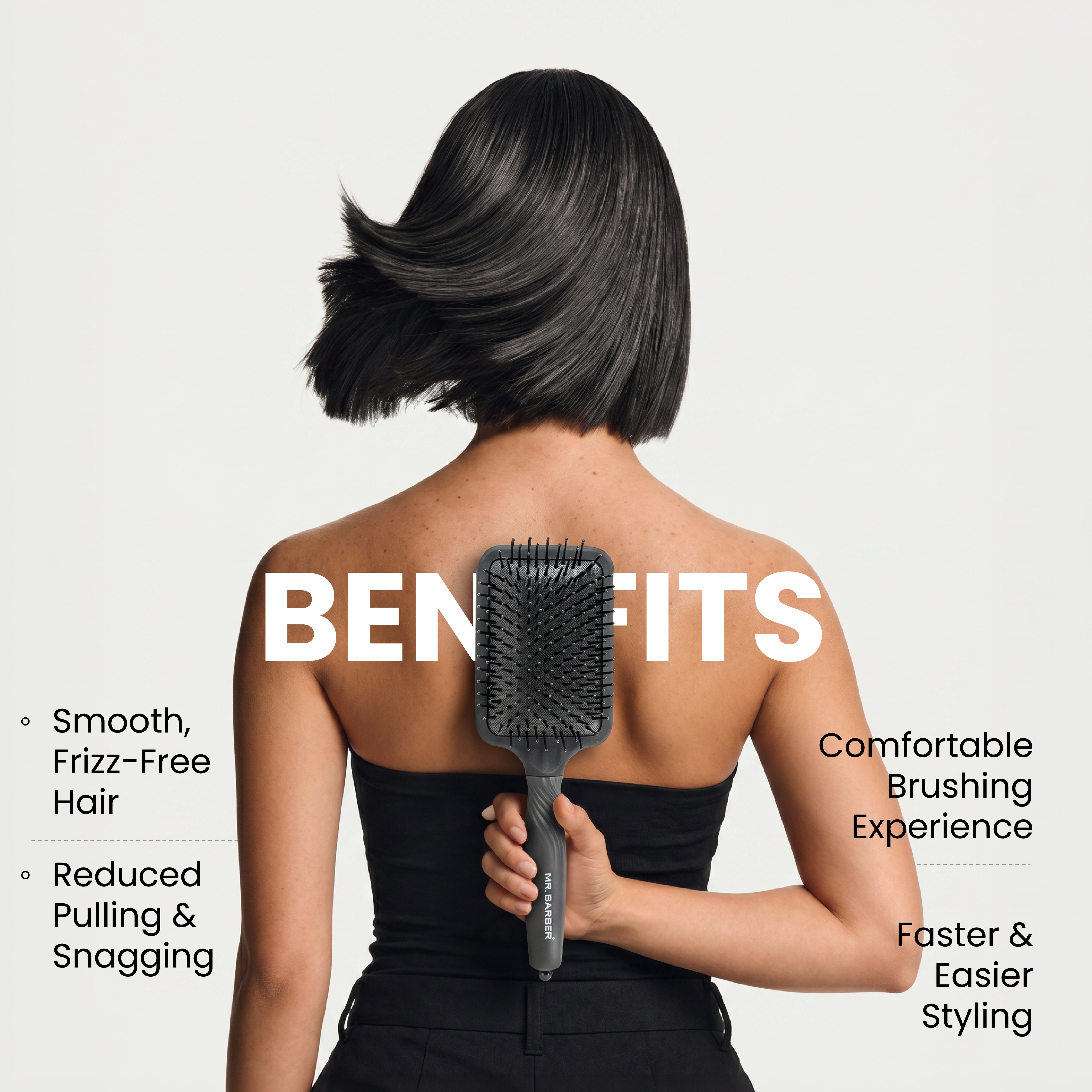 Mr. Barber Soft Pad Paddle Brush | Air-Cushioned Paddle Brush | Heat-Resistant Bristles | Gentle Detangling & Faster Blow-Drying | Lightweight Ergonomic Hair Brush | Suitable for All Hair Types