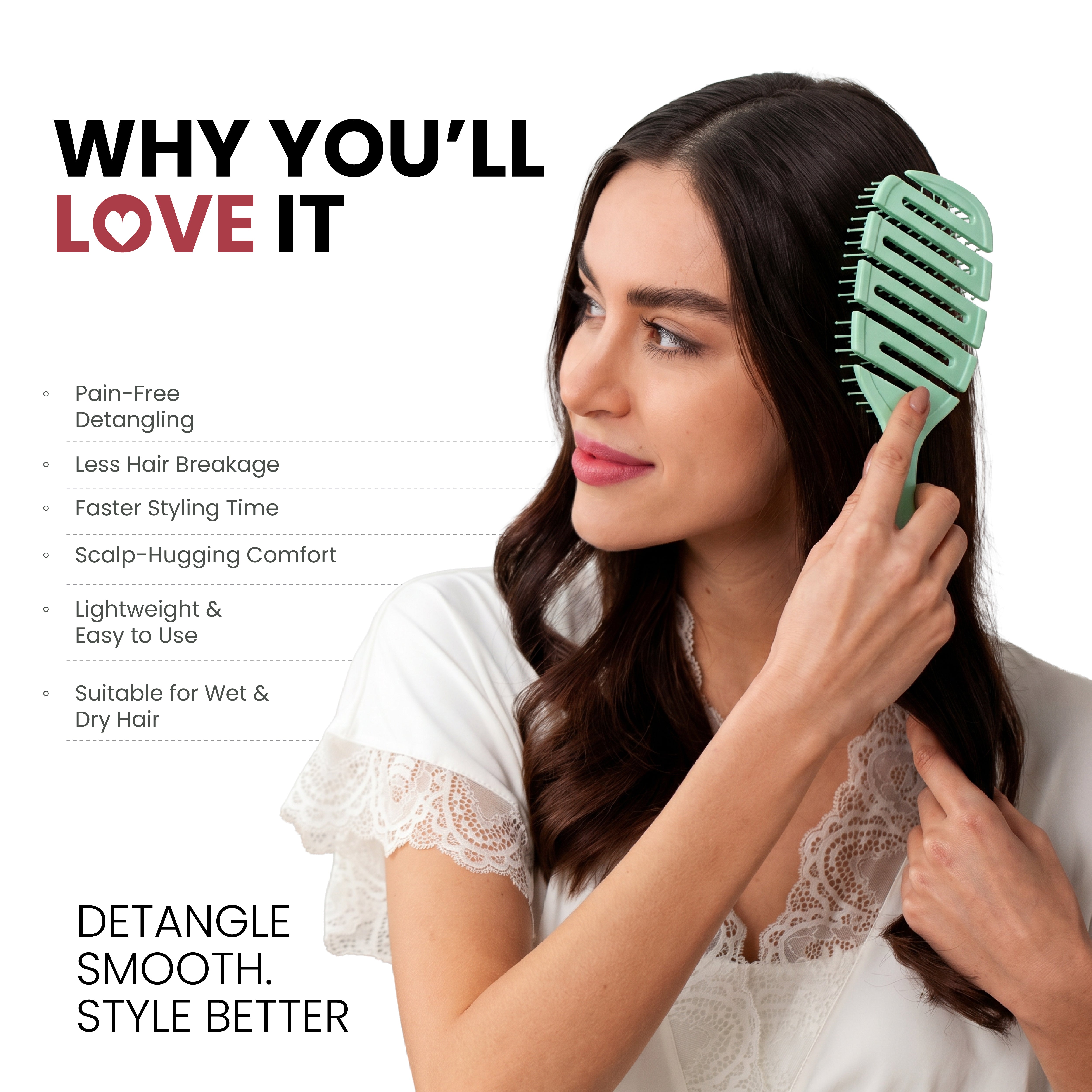 Mr. Barber FlexFlow Detangler Brush | Flexible Open-Vent Hair Brush | Memory Flex Technology | Gentle Pain-Free Detangling | Helps Reduce Hair Breakage | Lightweight Ergonomic Grip | Suitable for All Hair Types