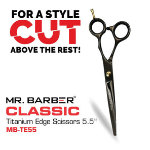 Mr Barber Titanium Edge Series 5.5 inch (14 cm), Stainless Steel Professional Hair Cutting Scissors -Silver Ergonomic Design - 1 Piece