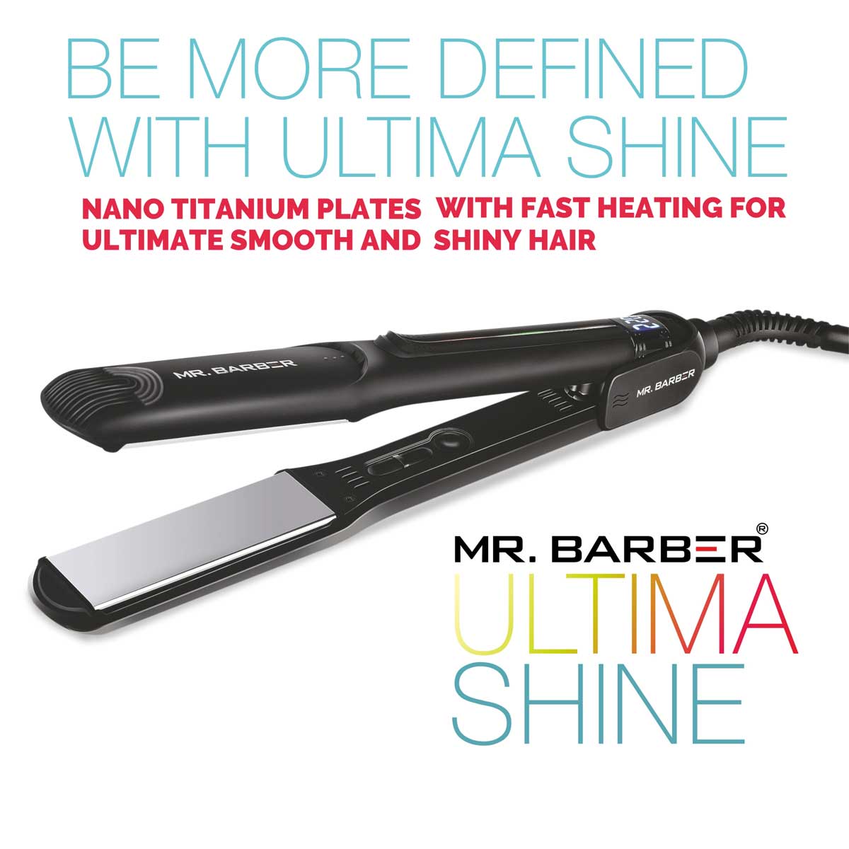Mr. Barber Ultima Shine Pro Hair Straightener with Advanced Nano Titanium Technology & Fast Heating - 1 Piece