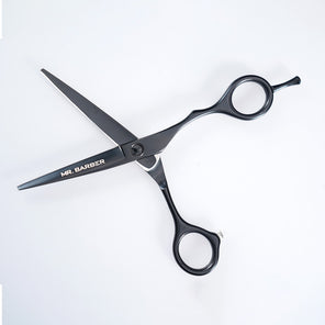 Mr. Barber Classic Black Teflon Scissors 5.5" (14 cm) | Professional Hair Cutting Shears - 1 Piece