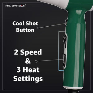 Mr. Barber AirForce 2800 Hair Dryer (Green & White) - 1 Piece