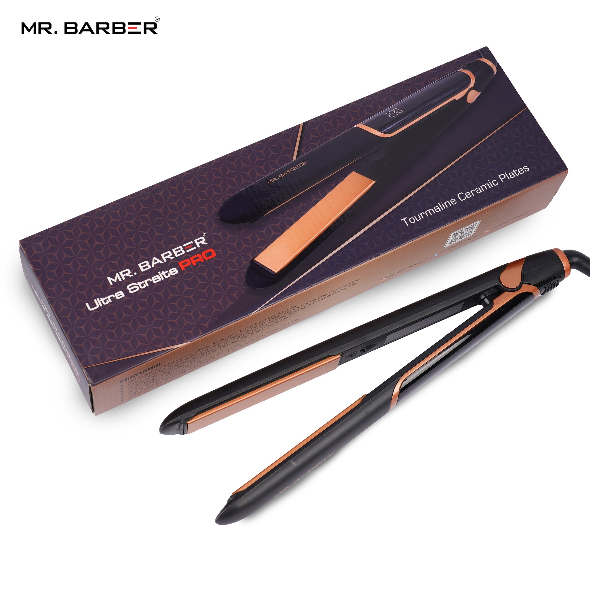 Mr. Barber Ultra Straits Pro Hair Straightener With Anti-Static Technology & Flat Ceramic Iron (Black) - 1 Piece