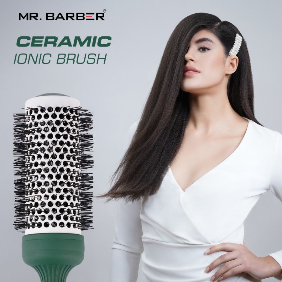 Mr. Barber Green Ceramic Ion Thermal Brush 53mm | Professional Hair Styling Brush - 1 Piece