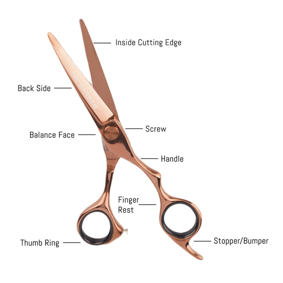 Mr. Barber Classic Copper Titanium Edge Scissors 5.5" (14 cm) | Professional Hair Cutting Shears - 1 Piece