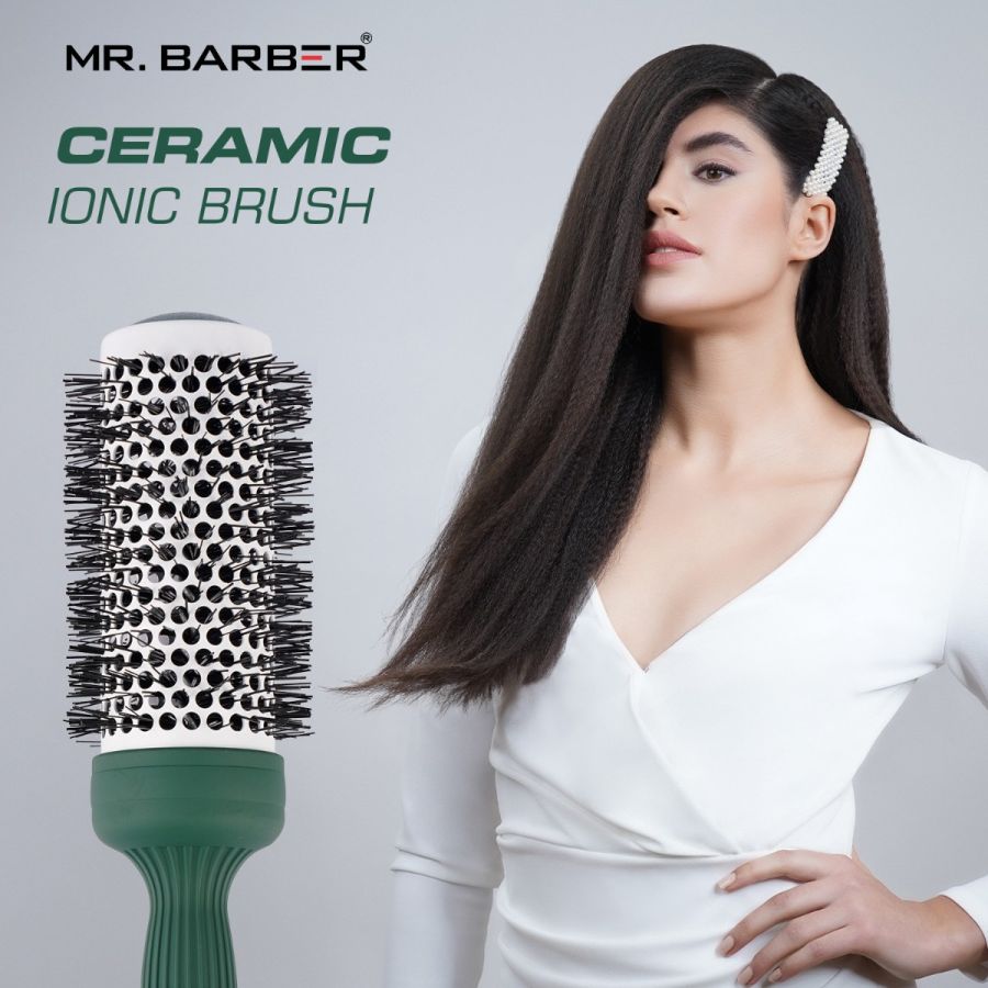 Mr. Barber Green Ceramic Ion Thermal Brush 43mm | Professional Hair Styling Brush - 1 Piece