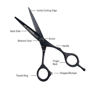 Mr. Barber Classic Black Teflon Scissors 5.5" (14 cm) | Professional Hair Cutting Shears - 1 Piece