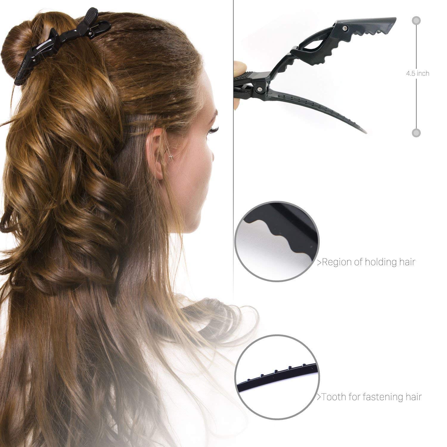 Mr. Barber Croc Hair Clips (Set of 6) – Black | Professional Sectioning Clips with Non-Slip Grip for All Hair Types
