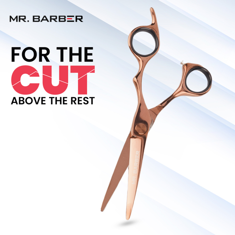 Mr. Barber Classic Copper Titanium Edge Scissors 5.5" (14 cm) | Professional Hair Cutting Shears - 1 Piece