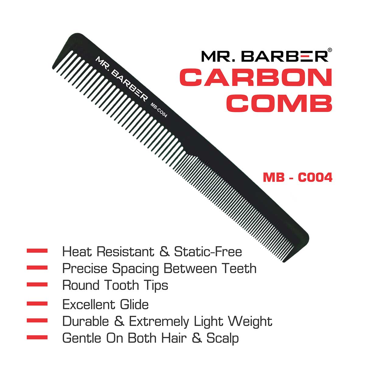 Mr. Barber Precision Cutting Comb MB-CO04 | Professional Hair Styling Comb for Accurate Cuts (1 Piece)