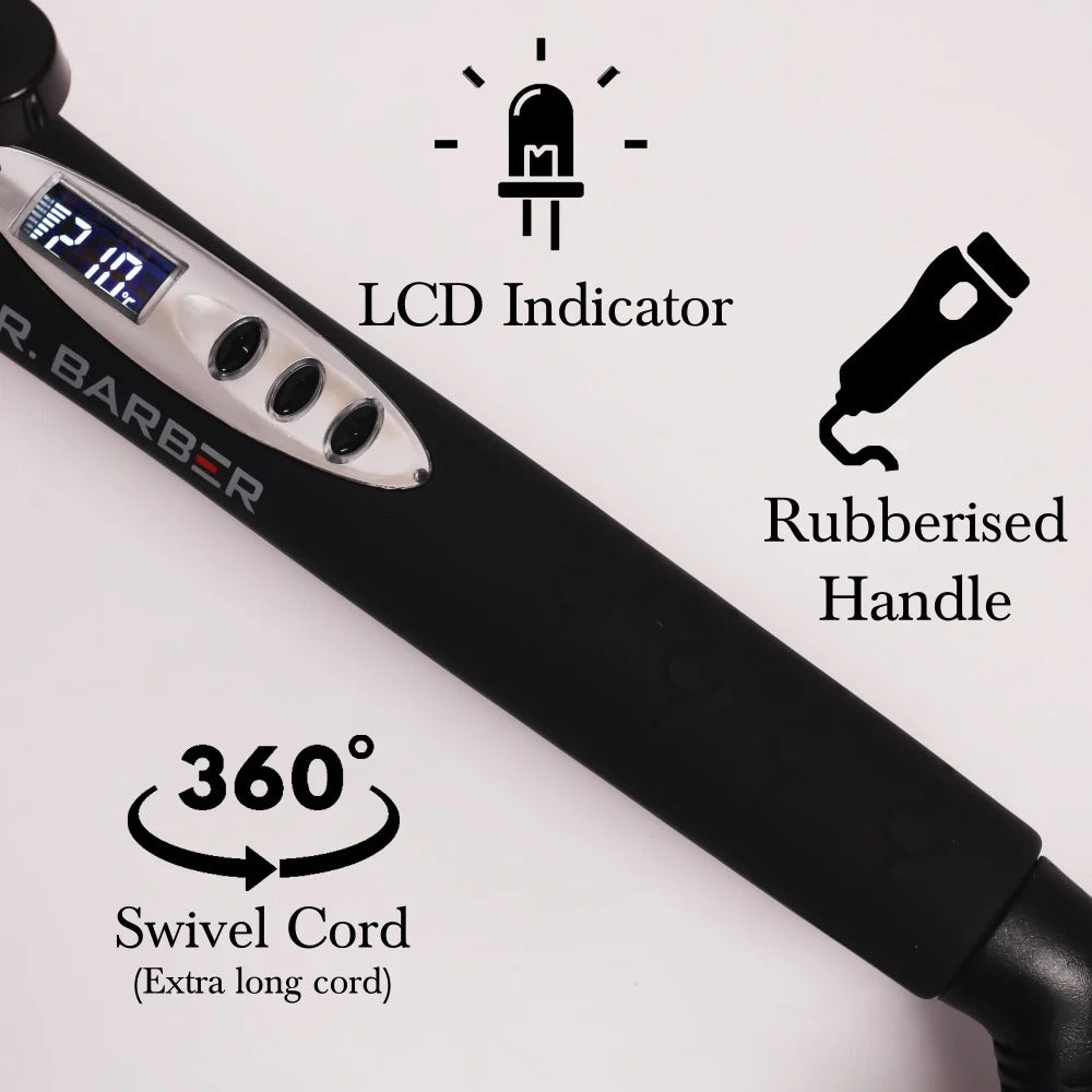 Mr. Barber Curl On Conical Tong 32mm Ceramic Infused Barrel, Hair Curling Tong - Black Hair Curler - 1 Piece