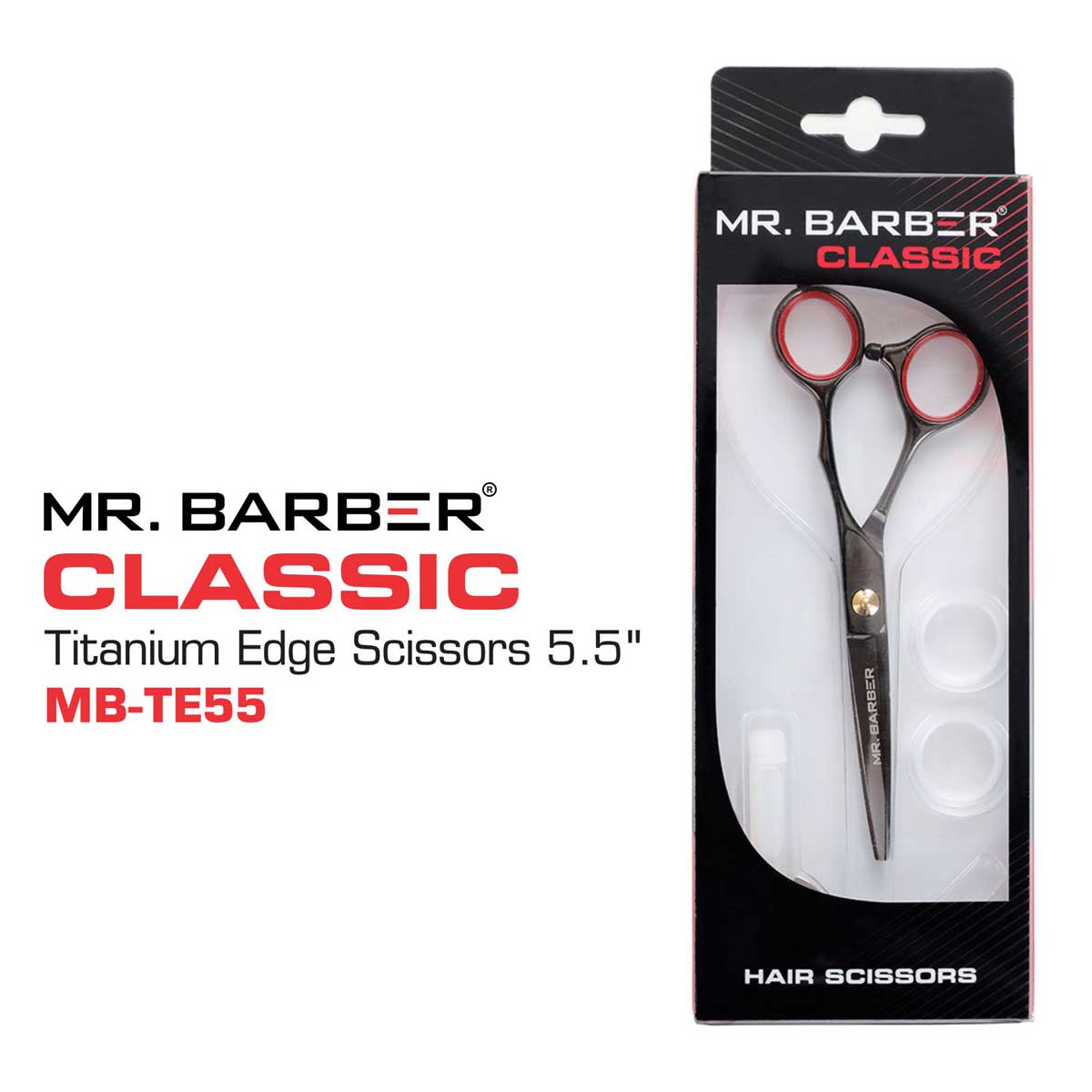 Mr Barber Titanium Edge Series 5.5 inch (14 cm), Stainless Steel Professional Hair Cutting Scissors -Silver Ergonomic Design - 1 Piece