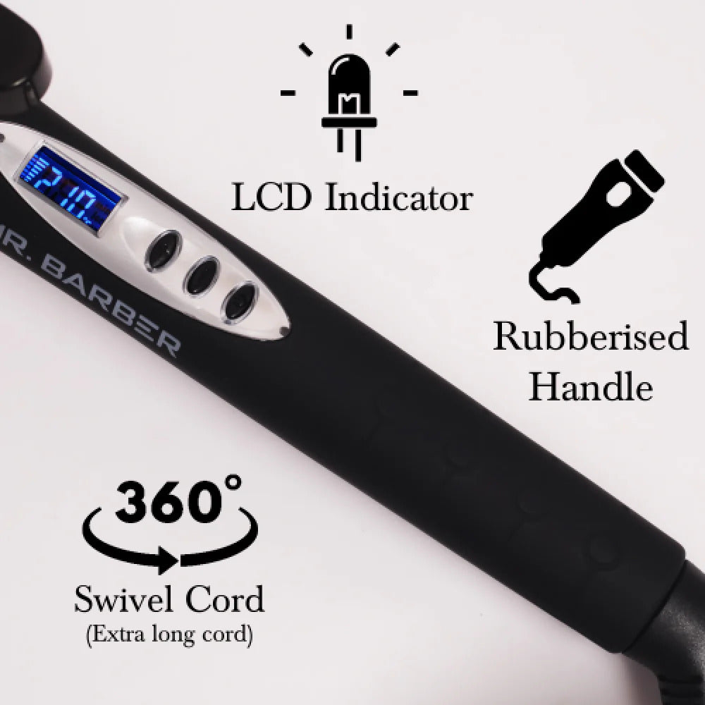 Mr. Barber Curl On Conical Tong 38mm Ceramic Infused Barrel, Hair Curling Tong - Black Hair Curler - 1 Piece