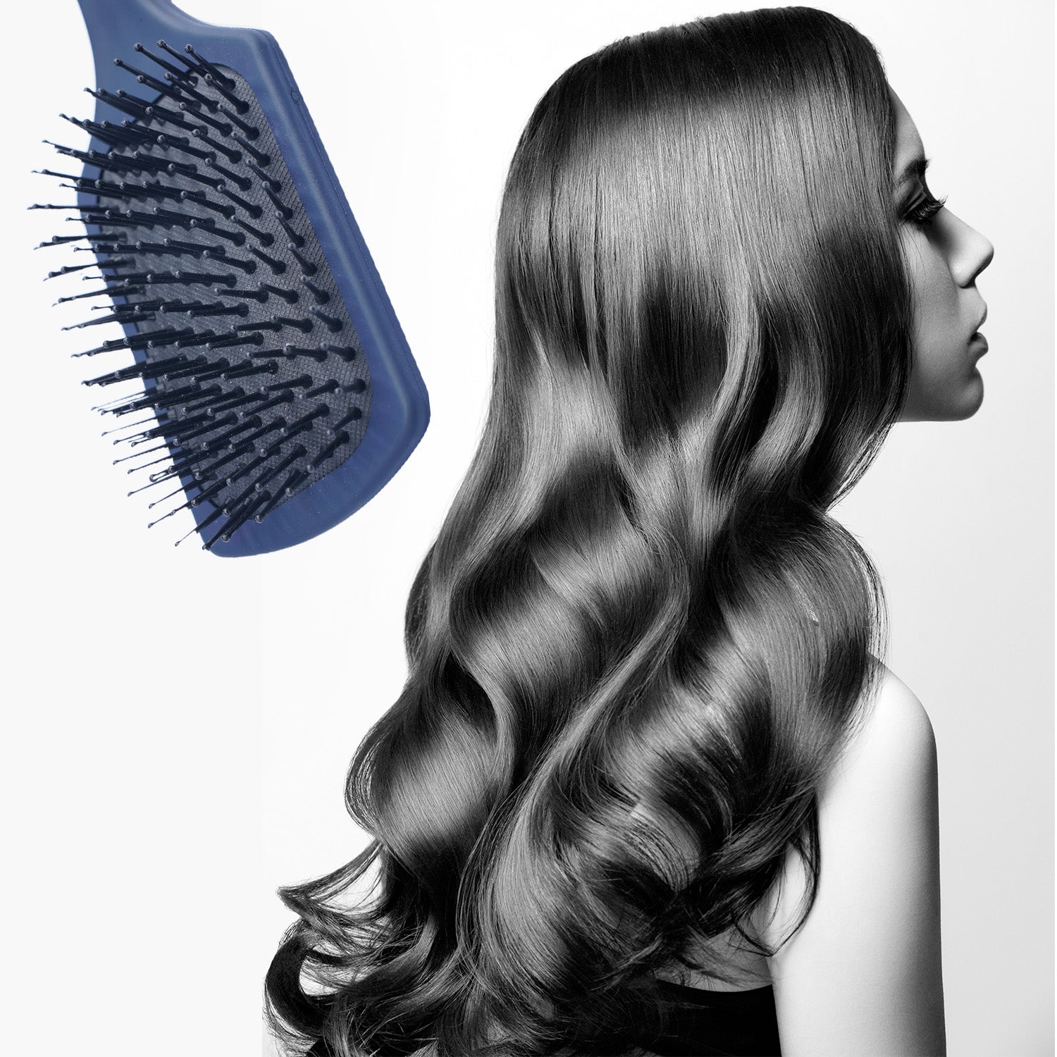 Mr. Barber Flat Mate Large Paddle Brush – Blue | Natural Detangler with Ball-Tipped Bristles to Stimulate Scalp & Promote Hair Growth - 1 Piece