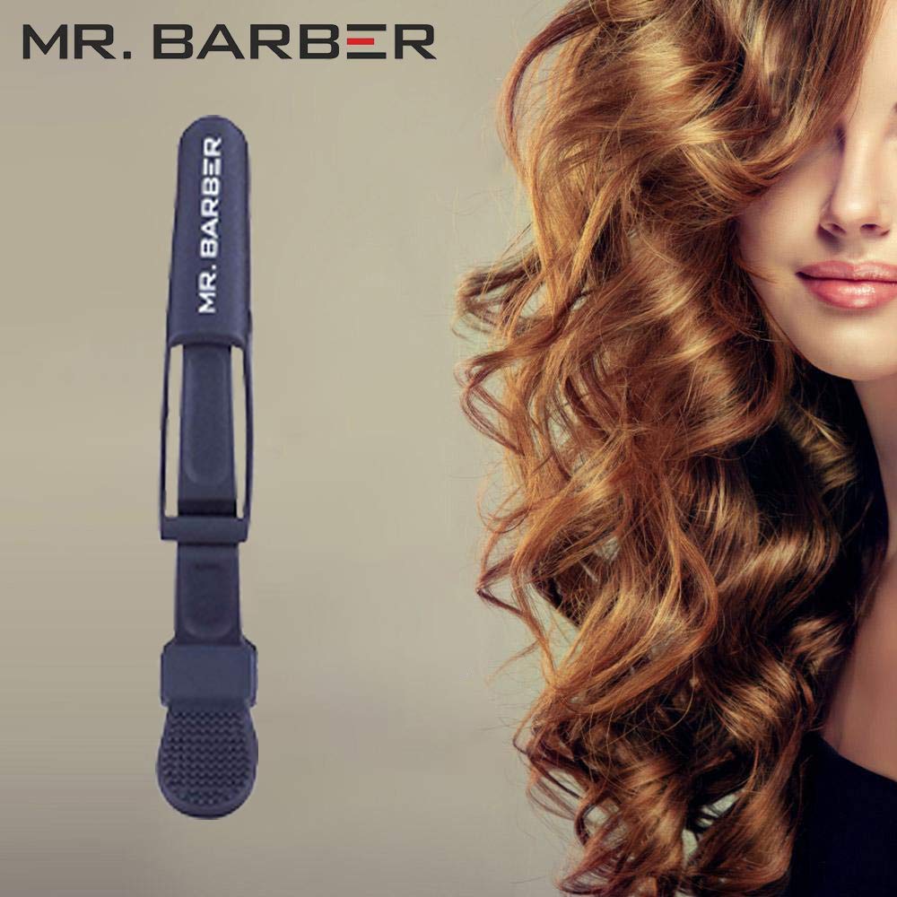 Mr. Barber Croc Hair Clips (Set of 6) – Black | Professional Sectioning Clips with Non-Slip Grip for All Hair Types