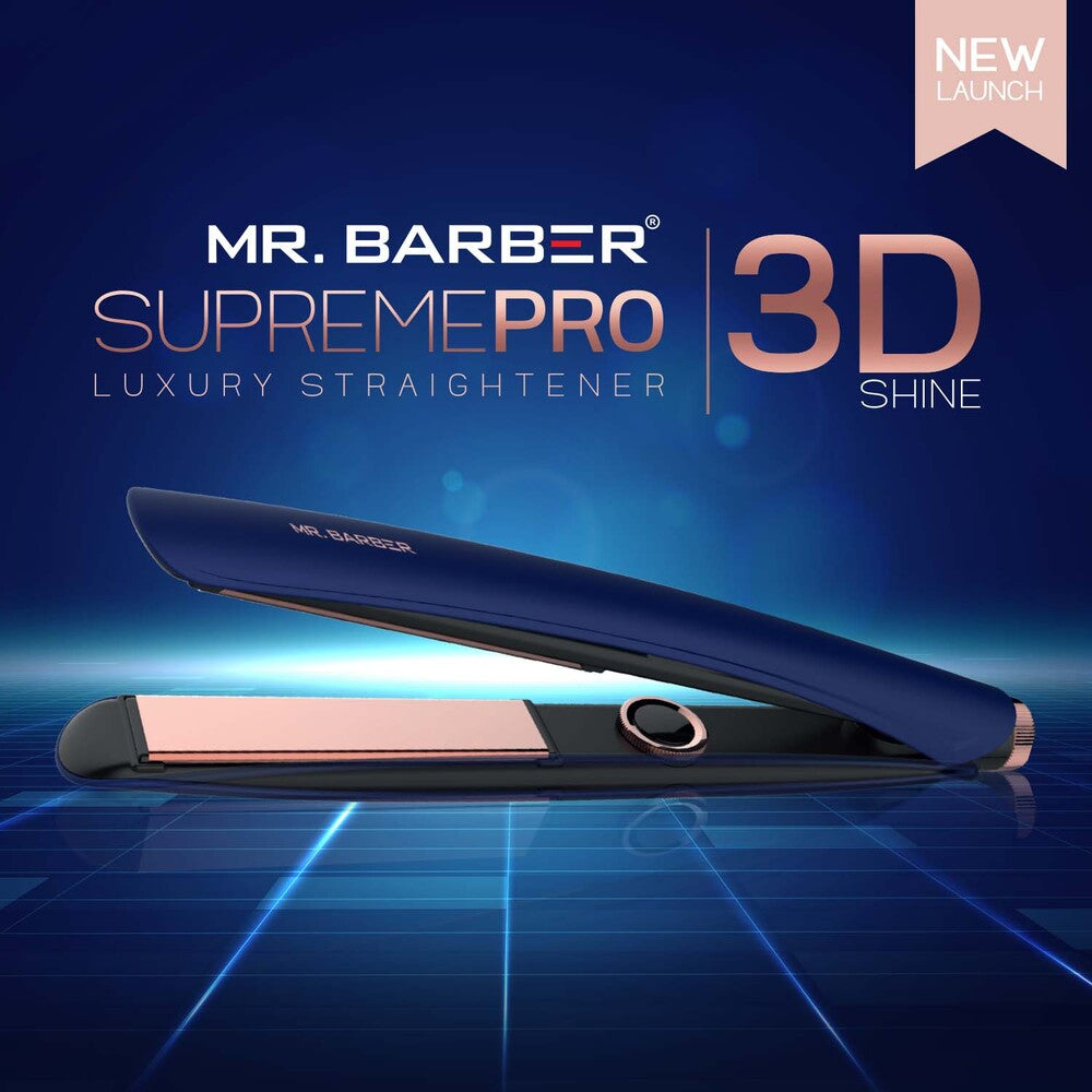 Mr. Barber MB-SRP Supreme Pro Hair Straightener, Styler With 3D Smooth Shine, Temperature Setting, Professional Flat Ion (Blue) - 1 Piece