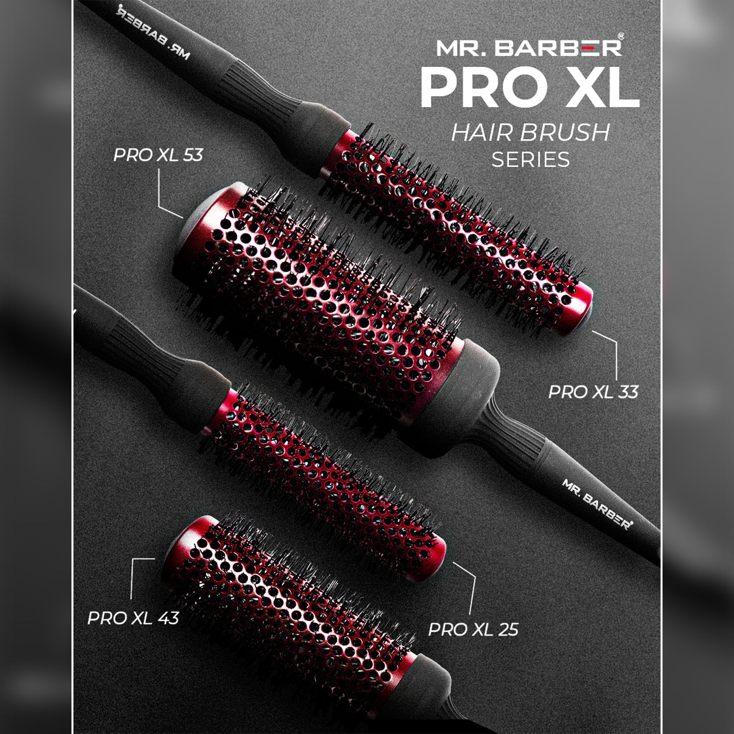 Mr. Barber Pro XL 33 mm Ceramic Thermal Ion Hair Brush Comb For Men & Women MB-XL33 | Ergonomic & Lightweight Heat Resistant Brush - 1 Piece