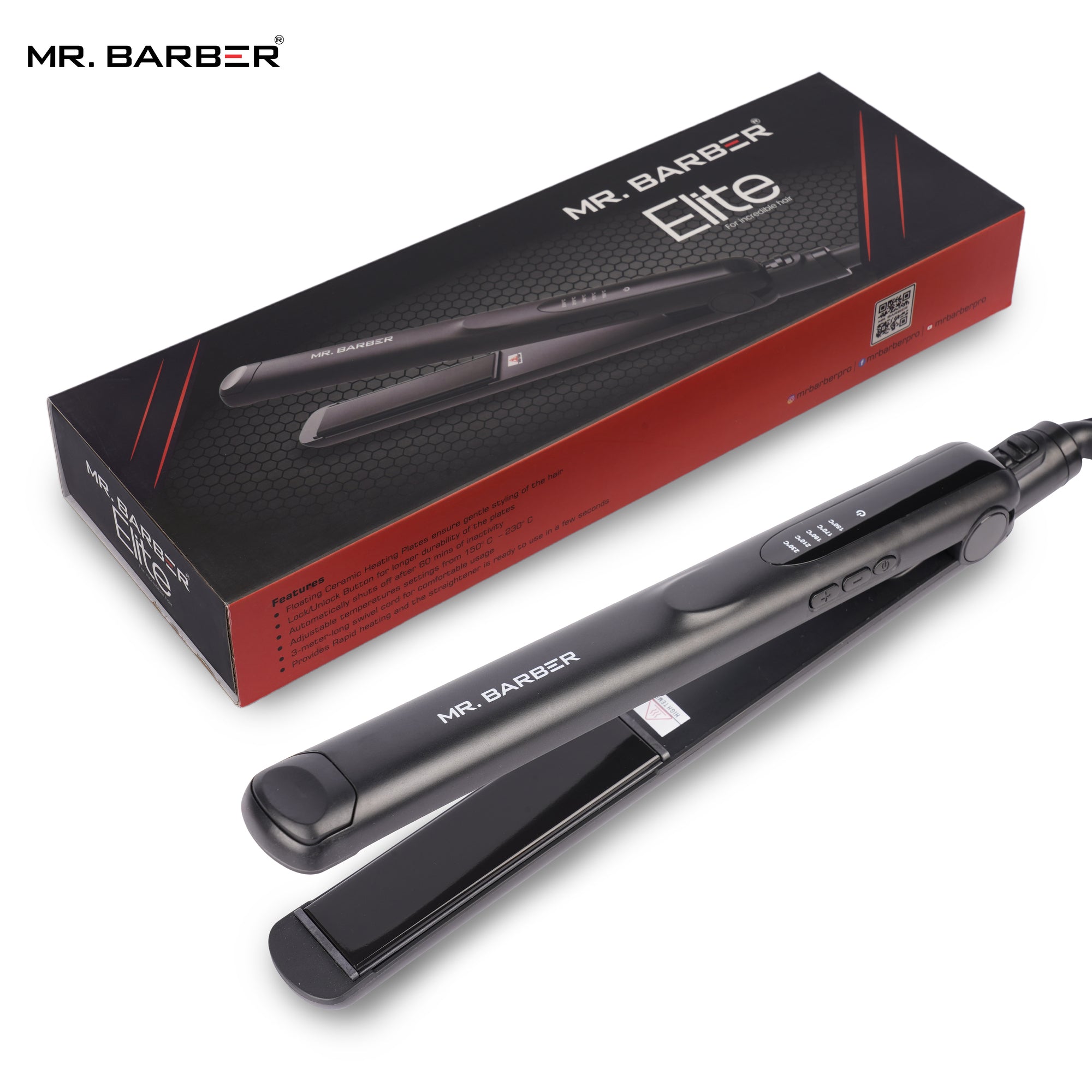 Mr. Barber Elite Hair Straightener With Supremely Advanced Technology & Automatic Sleep Mode (Black) - 1 Piece
