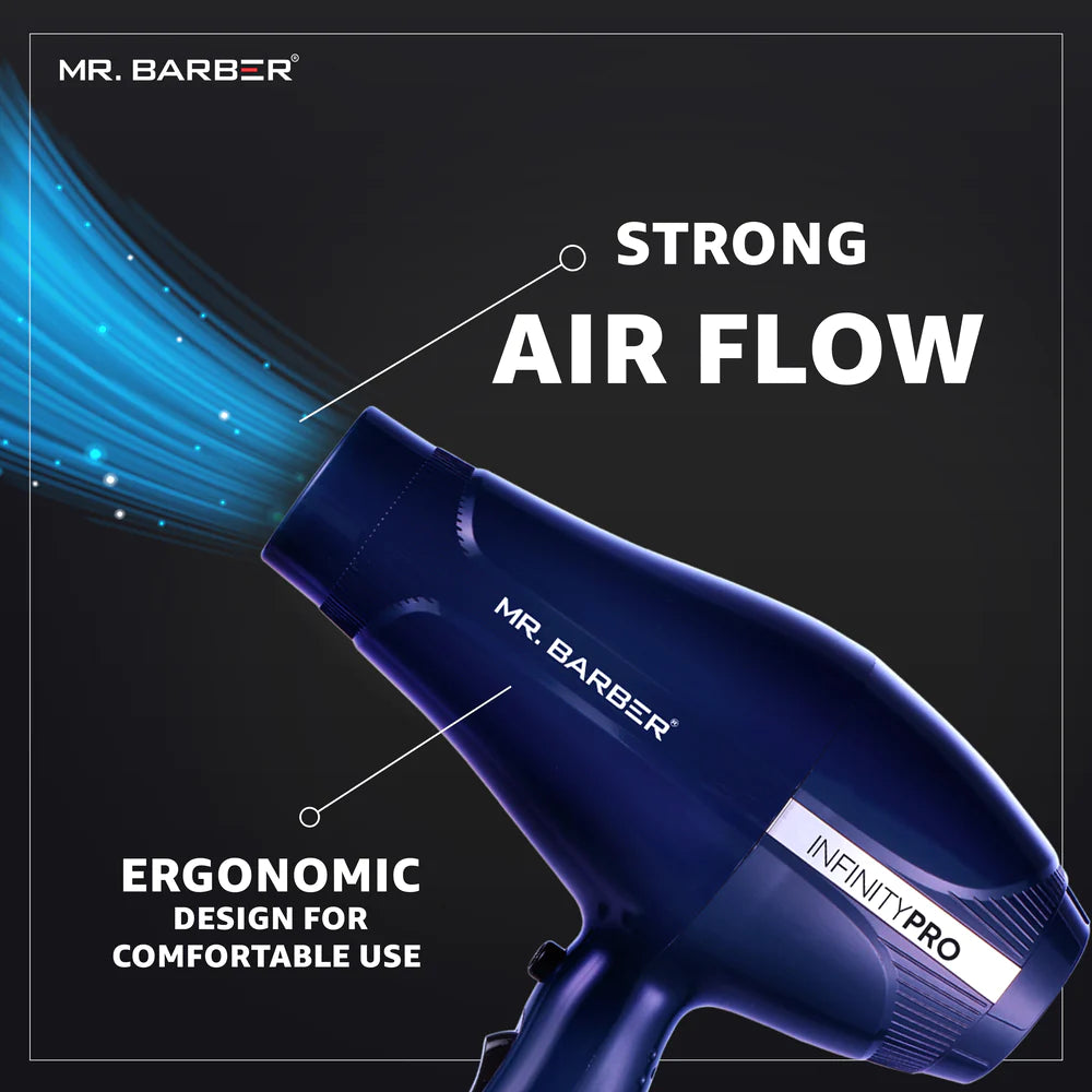 Mr. Barber Infinity Pro BLDC Hair Dryer 2000W | Fast Drying, Low Noise, Lightweight Professional Salon Hair Dryer (MB-INF) - 1 Piece