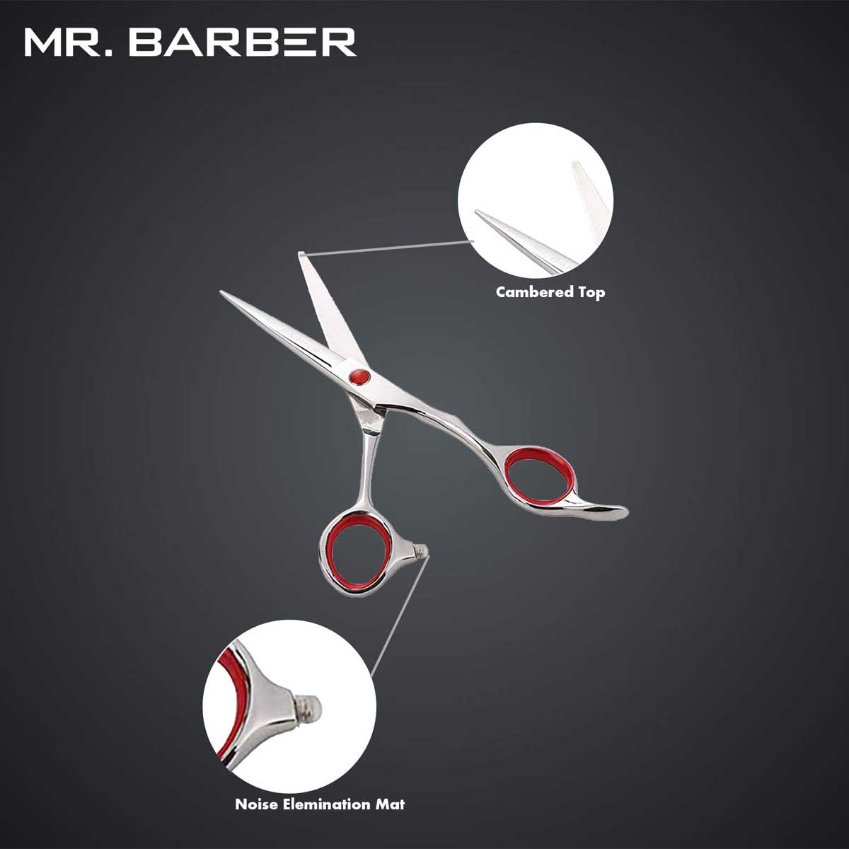 Mr Barber Titanium Edge Series 5.5 inch (14 cm), Stainless Steel Professional Hair Cutting Scissors -Silver Ergonomic Design - 1 Piece