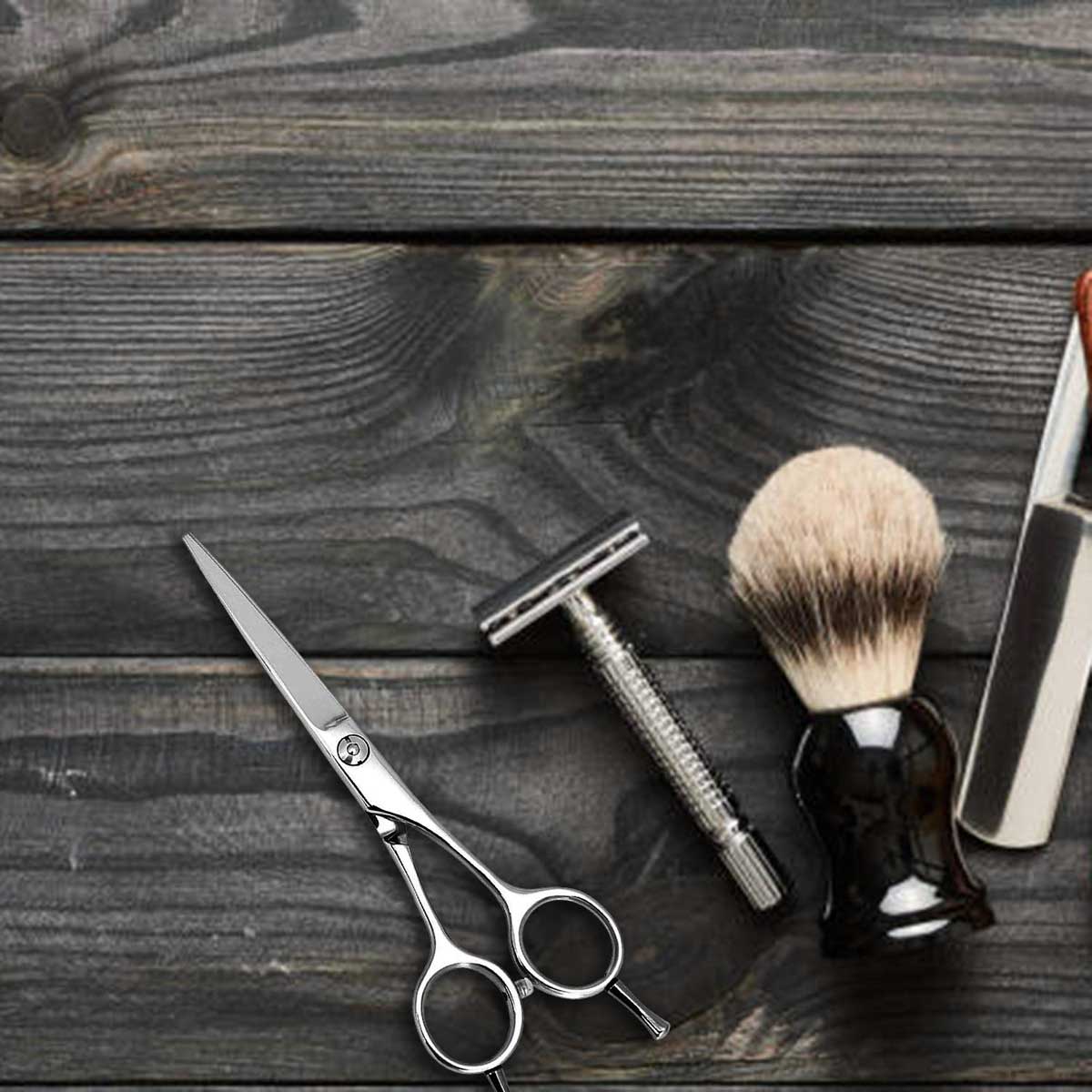 Mr Barber Titanium Edge Series 5.5 inch (14 cm), Stainless Steel Professional Hair Cutting Scissors -Silver Ergonomic Design - 1 Piece