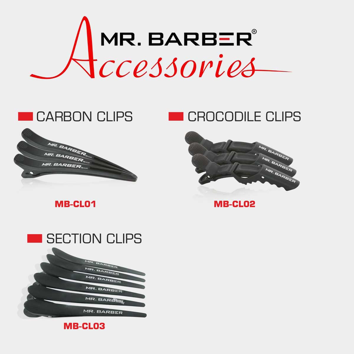Mr. Barber Croc Hair Clips (Set of 6) – Black | Professional Sectioning Clips with Non-Slip Grip for All Hair Types
