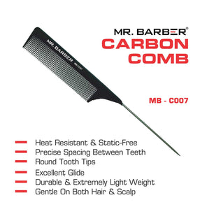 Mr. Barber Pin Tail Comb MB-CO07 | Professional Precision Hair Styling & Sectioning Comb (1 Piece)