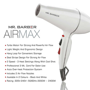 Mr. Barber Airmax Hair Dryer (White) - 1 Piece