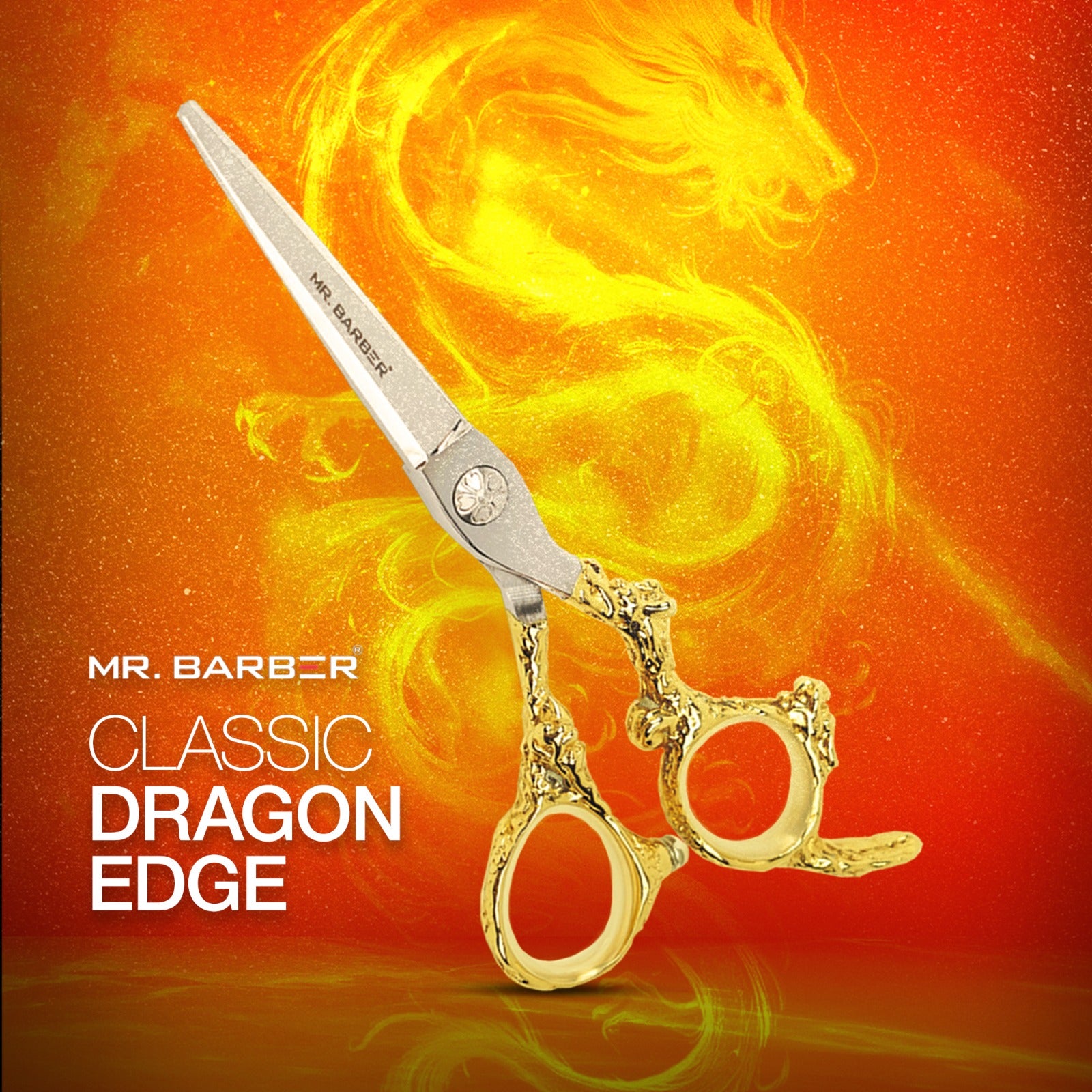 Mr. Barber Classic Dragon Edge Hair Cutting Scissor – Premium Professional Salon Scissors with High-Quality Special Steel, Pivot Screw System, and Golden Dragon Handle (5.5 Inch)