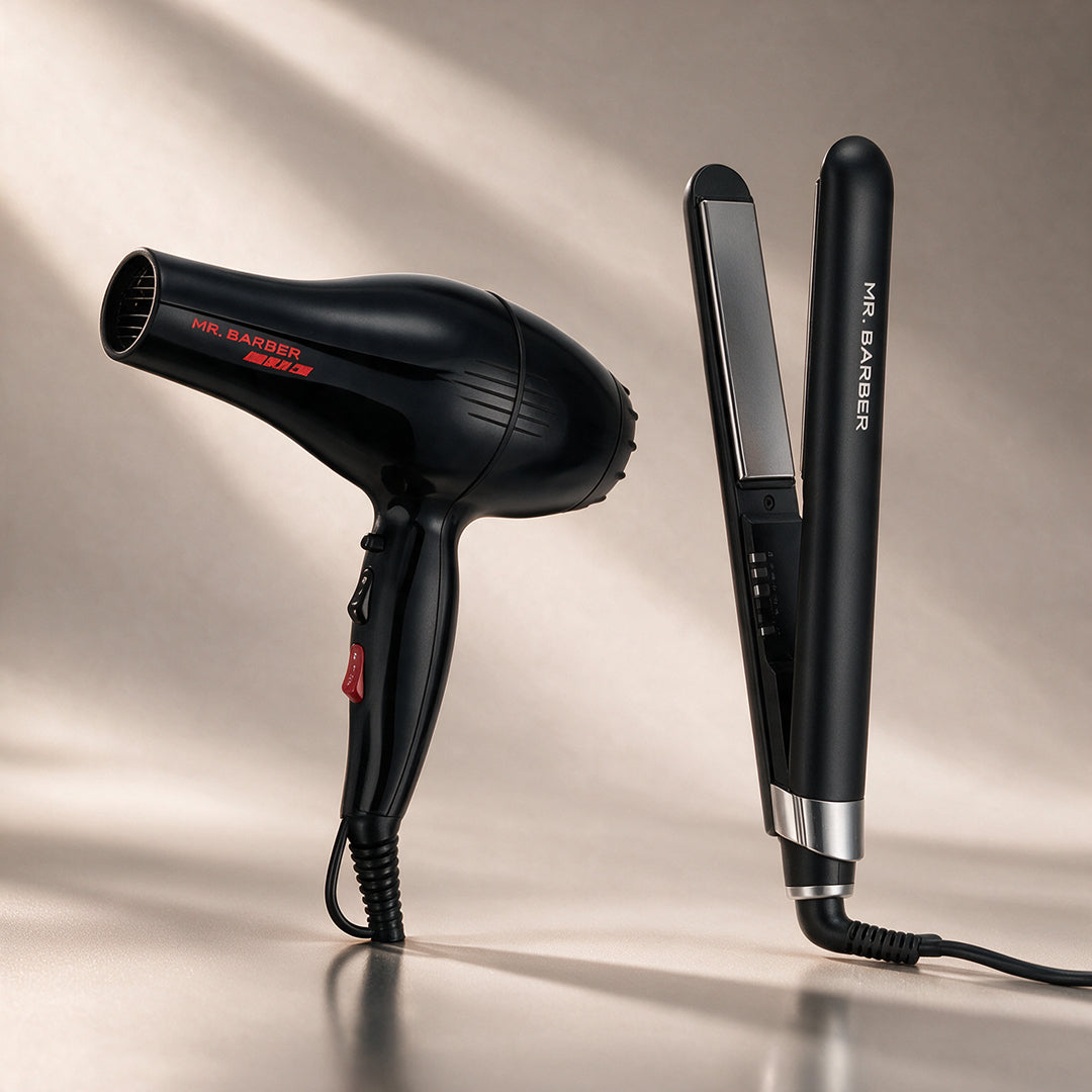 Mr. Barber Everyday Styling Duo | Power Play Dryer + Strait n Shine Plus Straightener