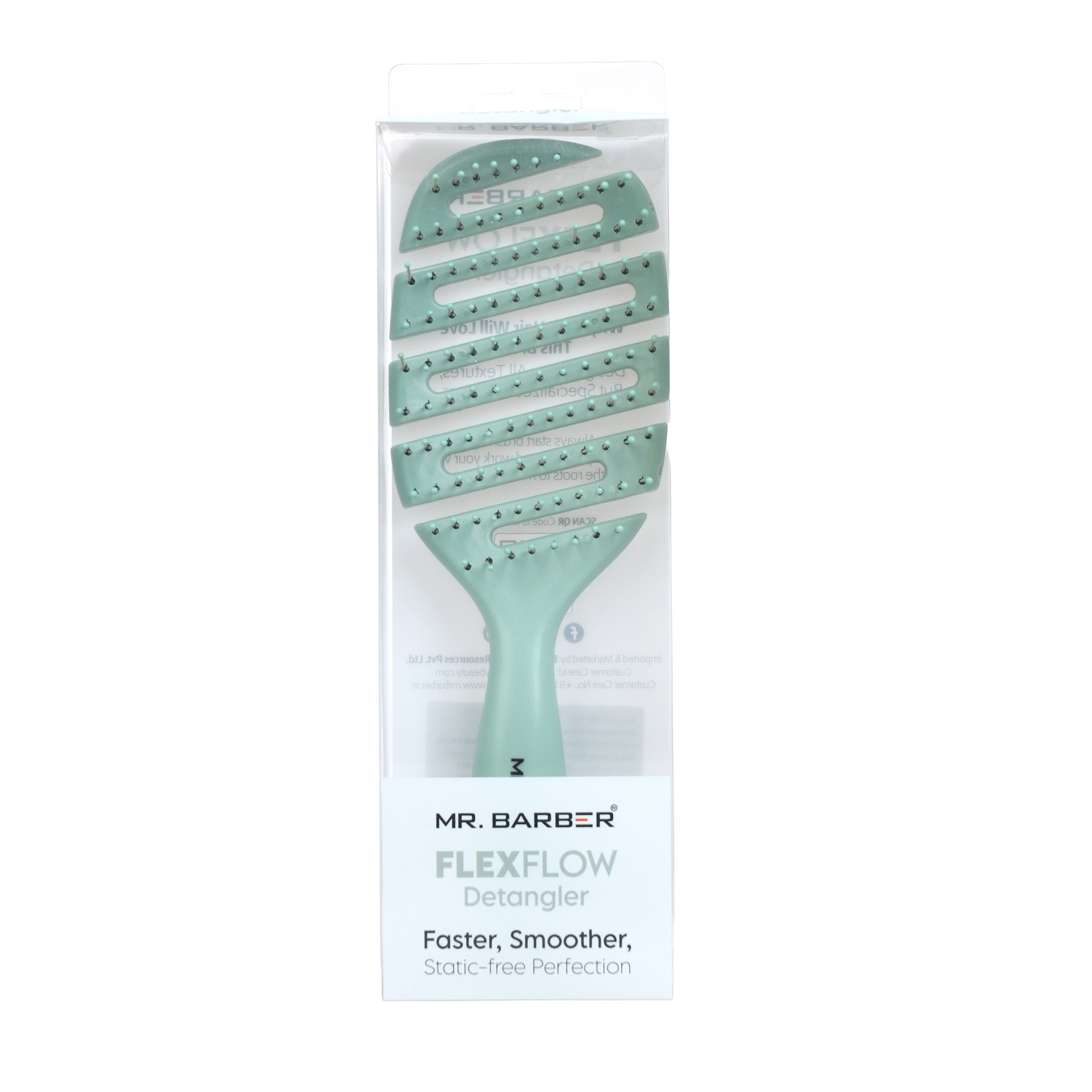 Mr. Barber FlexFlow Detangler Brush | Flexible Open-Vent Hair Brush | Memory Flex Technology | Gentle Pain-Free Detangling | Helps Reduce Hair Breakage | Lightweight Ergonomic Grip | Suitable for All Hair Types
