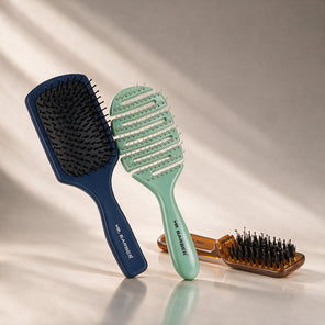 Mr. Barber Home & Travel Brush Trio | Flat Mate Small Paddle + FlexFlow Detangler + MiniMuse Foldable