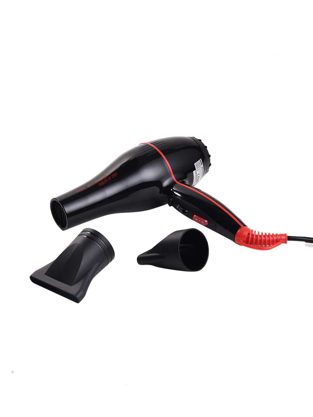 Barber MB-PP2500 Power Play with Air Flow Detachable Nozzles Professional Hair Dryer, Blow Dry, Salon Style, 2200 Watts (Black) Piece