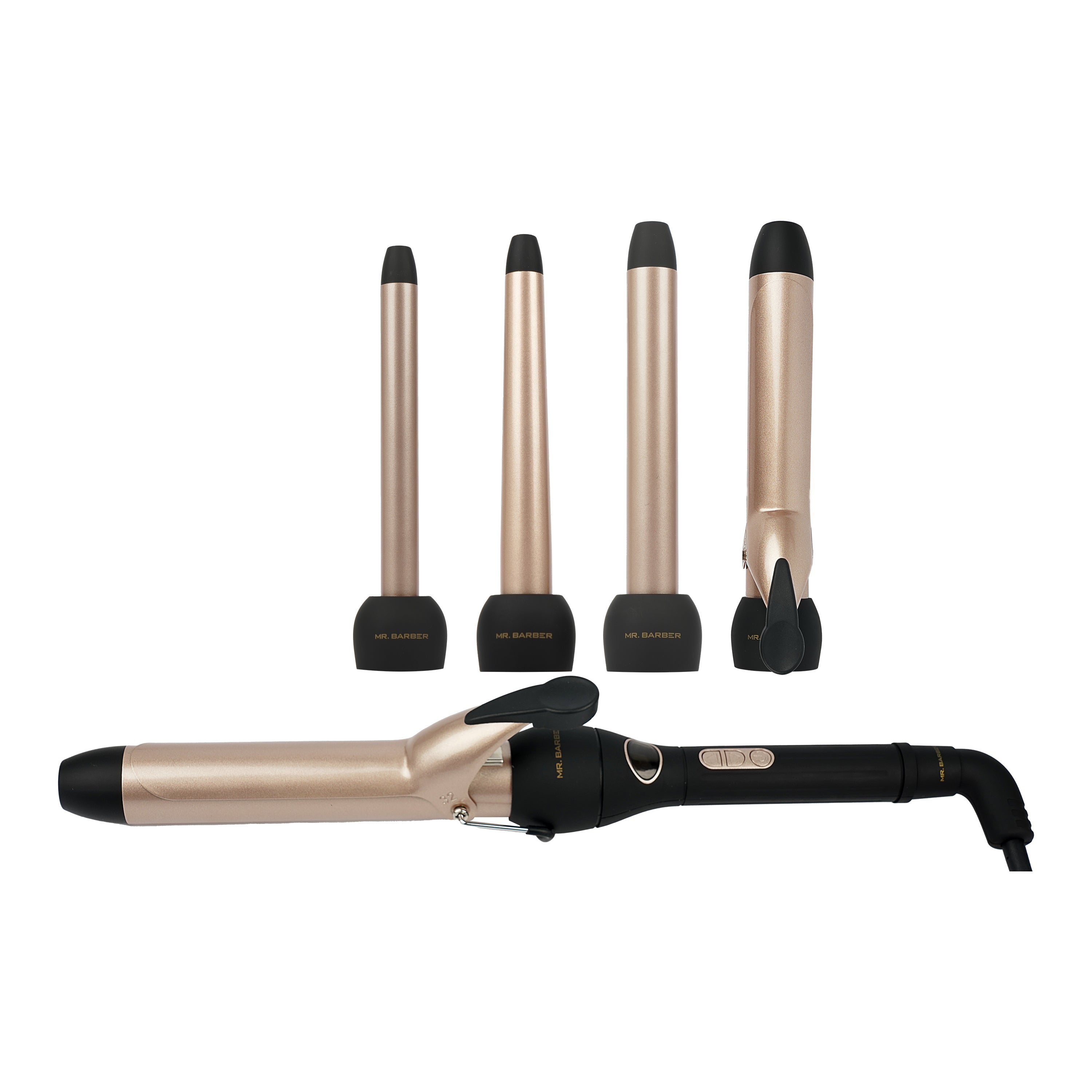 Barber 4-In-1 Multi Tong Hair Curler Gold (MB-MLT) Professional  Multi Hair Styler Interchangeable Ceramic Barrels with Glove