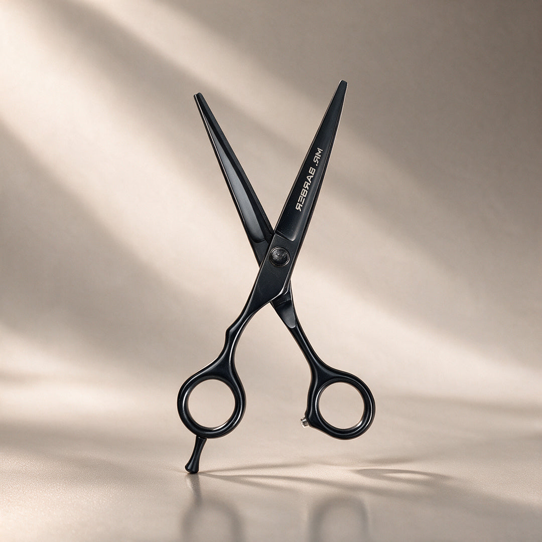 Mr. Barber Black Teflon Scissors – 5.5 Inch | Corrosion-Proof Coating