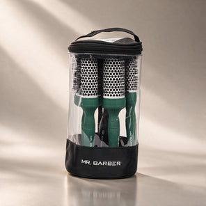 Mr. Barber Green Ceramic Ion Brush Set | 5 Pieces with Paddle Brush