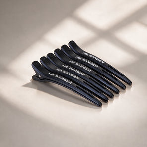 Mr. Barber Hair Sectioning Clips – Black, Pack of 6 | Double-Hinged