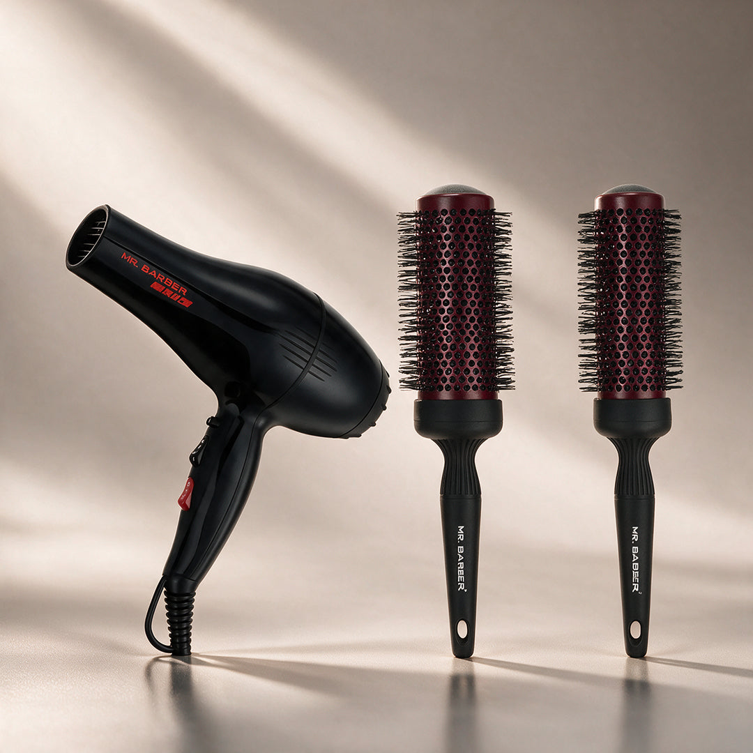 Mr. Barber Salon Blowout Kit | Power Play Dryer + Pro XL Brush 53mm + 43mm