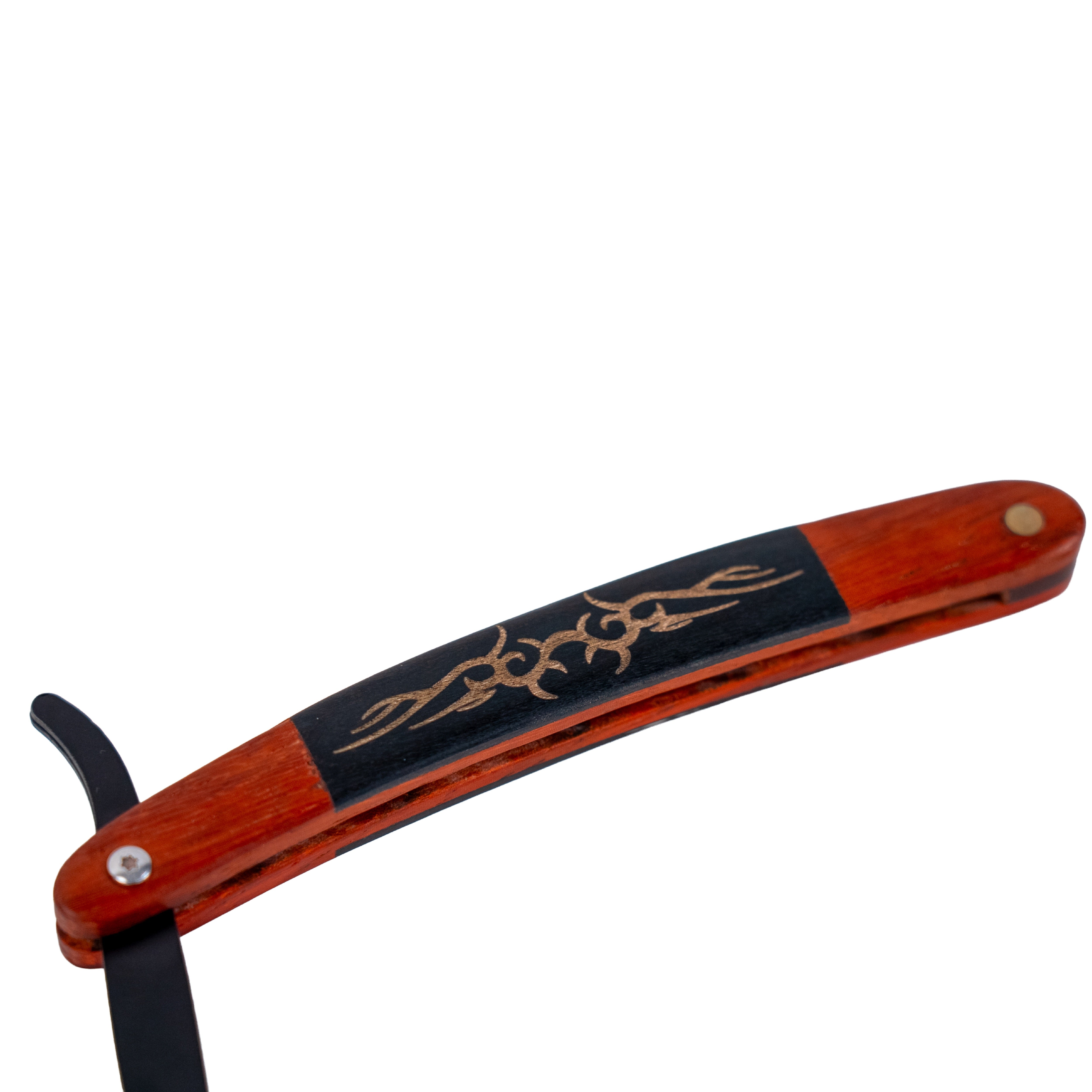 Mr. Barber Vintage Edge Razor | Professional Straight Razor | Black-Coated Stainless Steel Blade Arm | Premium Wood-Finish Handle | Secure Blade Mechanism | Smooth Pivot Lock