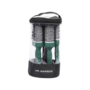 Mr. Barber Green Ceramic Ion Thermal Brush Kit (Free Kit Bag)