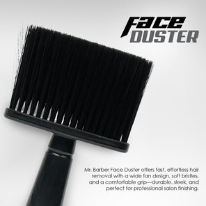 Mr. Barber Face Duster | Fan-Style Brush – Lightweight, Comfortable & Professional (Black)