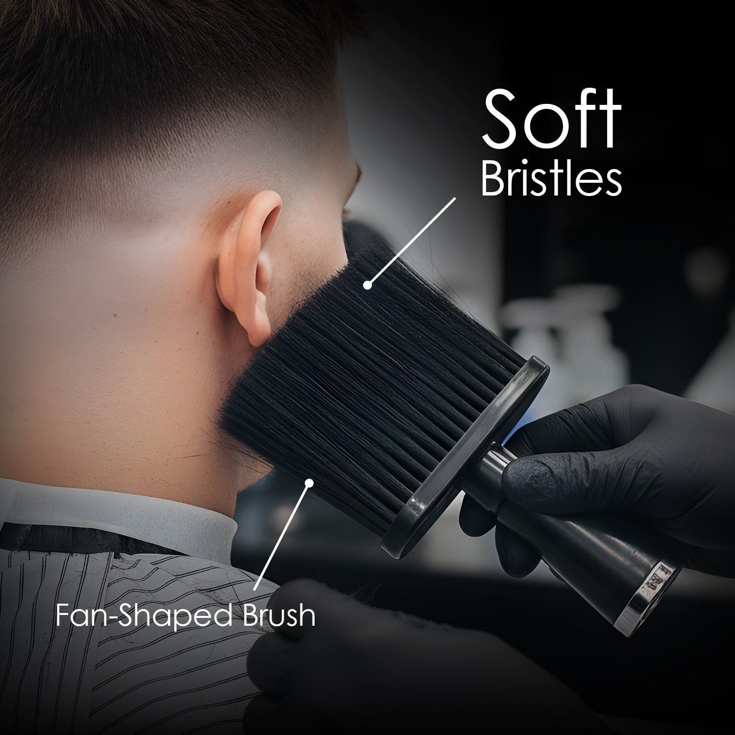 Mr. Barber Face Duster | Fan-Style Brush – Lightweight, Comfortable & Professional (Black)