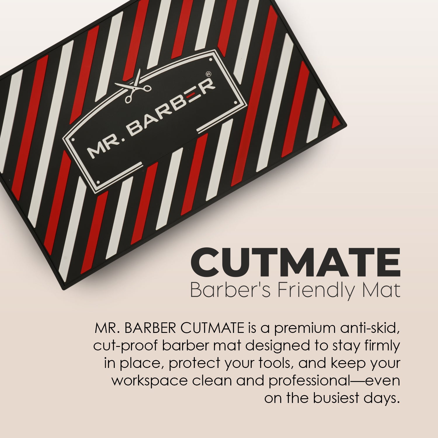 Mr. Barber Tool Mat For Salon | Anti-Slip, Heat-Resistant & Cut-Proof 17.7x11.8 Inches