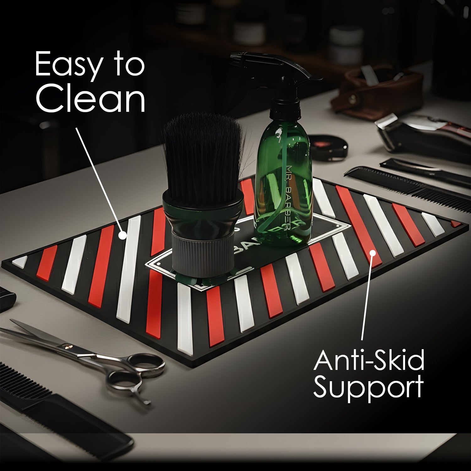 Mr. Barber Tool Mat For Salon | Anti-Slip, Heat-Resistant & Cut-Proof 17.7x11.8 Inches