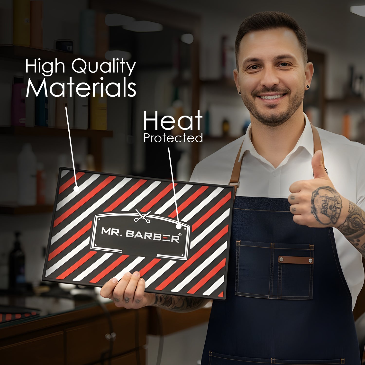 Mr. Barber Tool Mat For Salon | Anti-Slip, Heat-Resistant & Cut-Proof 17.7x11.8 Inches